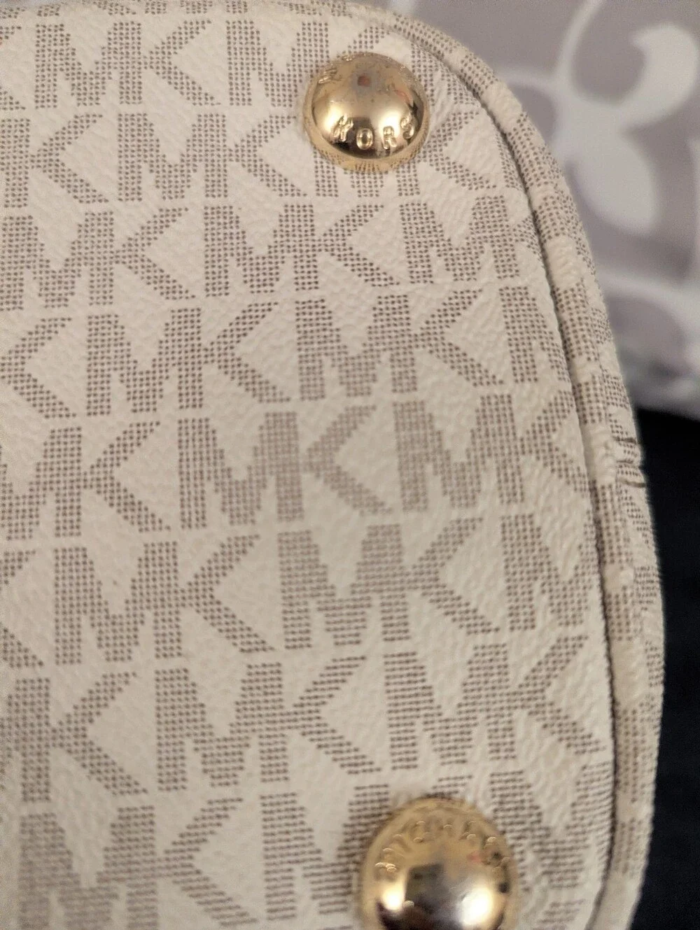 Michael Kors Beige Logo medium Tote with Tan Trim